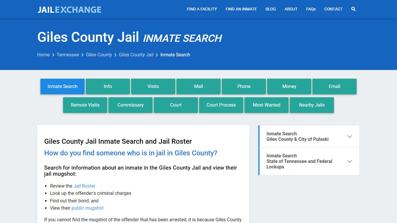 Inmate Search: Roster & Mugshots - Giles County Jail, TN